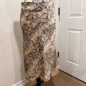 Lucy Paris Beige and Black Snake Pattern Midi Skirt